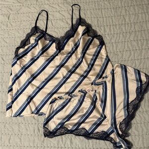 Victoria's Secret Navy and Cream Lingerie